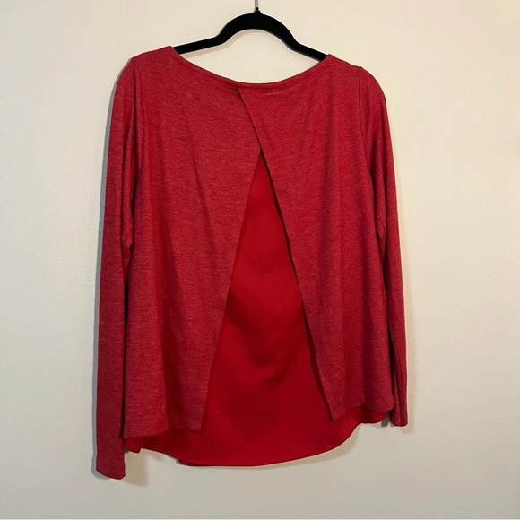 LANDS END Split Back Knit sweater Size Small Rich red long sleeve lined holiday - Picture 4 of 6